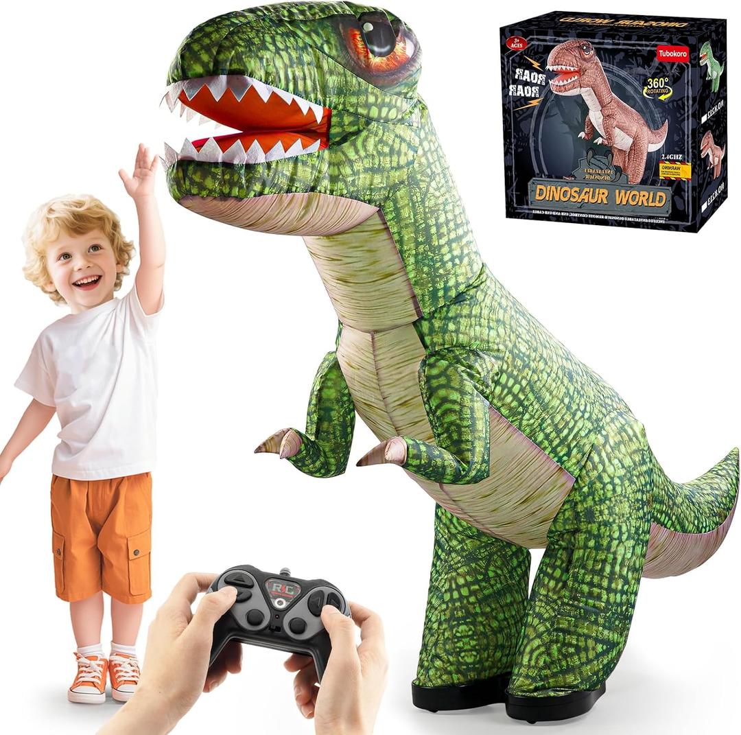 Remote Control Inflatable Dinosaur Toy for Kids 3-12, 59Inch Large Kids Remote Dinosaur Toys with 360Rotation, RC Dino Toys Gifts for 3 -12 Years Old Toddlers Boys Girls