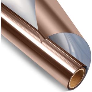 STATINT Window Tinting Film Daytime Privacy for Home Office Heat Reducing Anti UV Privacy Cling Reflective Static Cling Removable, Brown-Silver, 35.4 Inch X 8.2 Feet