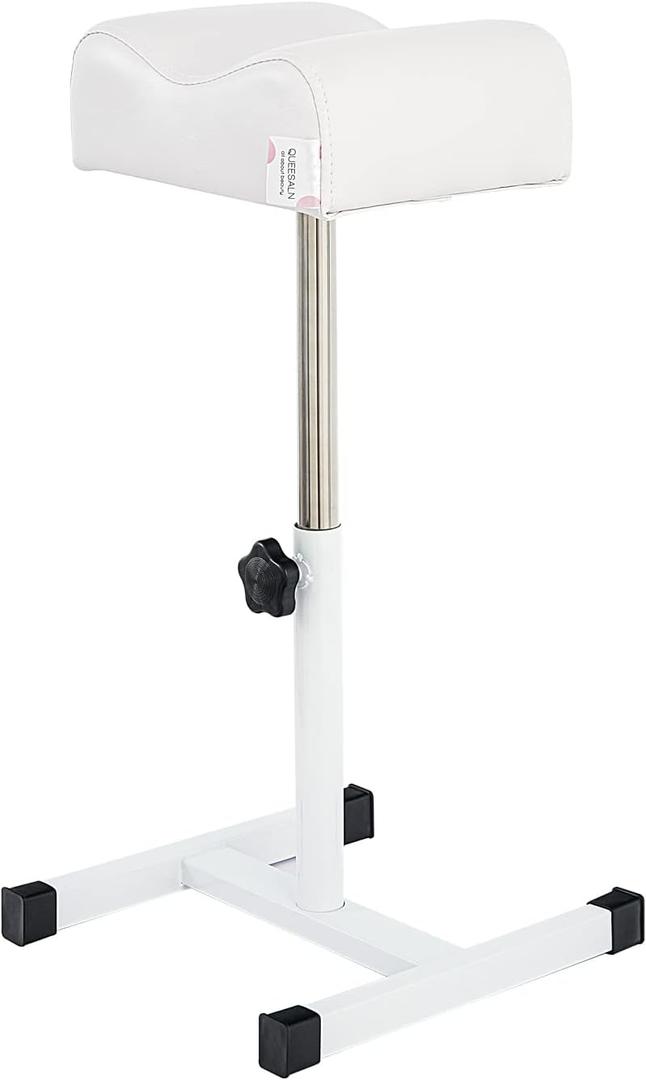 QUEESALN Pedicure Stand Footrest Stand Adjustable Height Technician SPA Beauty Stand Stool with Non-Slip SPA Salon Home Equipment White