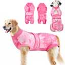Lukovee Dogs Recovery Suit - Adjustable Dog Onesie for Female Male Dogs, Breathable Anti Licking Cone Alternative Surgery Pet Surgical Body Suit After Spay Abdominal Wounds Neuter (XL, Pink Tie-Dye)