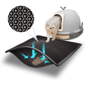 Pieviev Cat Litter Mat Double Layer Waterproof Urine Proof Trapping Mat 1 Pack (Black, 24x15 Inch (Pack of 1))