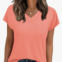 Womens Tops Basic Summer V Neck T Shirts Short Sleeve Dressy Casual Loose Fit Cute Tee Clothes Trendy Fashion Outfits M