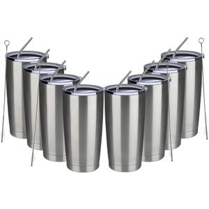 MEWAY 20oz Tumbler 8 Pack Double Wall Vacuum Insulated Travel Mug Bulk, Stainless Steel Tumblers with Lid and Straw, Durable Powder Coated Coffee Cups for Cold & Hot Drinks (Silver, 8) (Sliver) MEWAY 20oz Tumbler 8 Pack Double Wall Vacuum Insulated Travel Mug Bulk, Stainless Steel Tumblers with Lid and Straw, Durable Powder Coated Coffee Cups for Cold & Hot Drinks (Silver, 8) (Sliver)