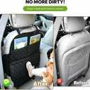 Seat Back Protectors for Kids Car Kick Mats with Large Pocket Organizer Waterproof Dustproof Anti-Scratch Front Seat Back Cover Fits Most Vehicles 2PCS