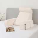 ENITYA 19" Back Pillow for Bed Sitting up, Big Pockets and Washable Removable Cover, Reading Chair for Watching TV/Reading/Gaming/Resting in Bed, Couch or Floor, Medium(Ivory)