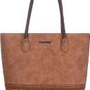 Montana West Woven Tote Bags for Women Purses and Handbags with Back Zipper Pocket, Woven Brown