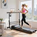 Small Portable Rolling Standing Desk - 32 Inch Adjustable Height Mobile Stand Up Desks with Wheels for Treadmill Walking Pad, Teacher Podium for Classroom, Couch Sofa Side Laptop Table, Rustic Brown, 31.5“