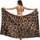 Leopard Print Beach Sarong Coverups for Women Swimsuit Wrap Swimwear Cover Up Sheer Dress