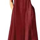 Rainday Women's Linen Dress Sleeveness Loose Dresses Casual Maxi Dress with Pockets (Medium, Z3019rd)