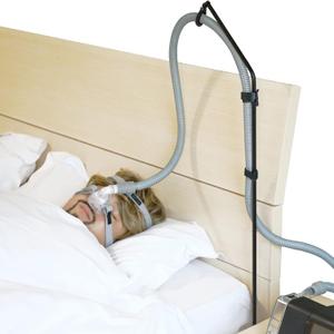 LONYEON CPAP Hose Holder - CPAP Hose Hanger for Bed Avoid Tangling and Prevent Blockage,Keeps The Air Hose Up and Away from Your Face and Arms to Make You Sleep Better,Black (Triangle Base-Height Fixed)