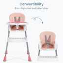 Dream On Me TableTalk 2-in-1 High Chair for Baby & Toddler Convertible High Chair to Junior Chair, Removable Padded Seat, Dual Dishwasher-Safe Trays, Styrdy Steel Frame, Quick Folding Design Pink