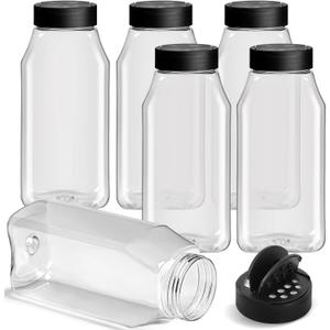 TUZAZO 32 Oz Spice Bottles Plastic Seasoning Containers, 6 PACK Large Plastic Spice Jars with Shaker Lids Empty for Spice & Herbs, BPA Free | Heavy Duty | Wide Mouth | Dual Flaps