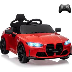 12V Toddler Electric Vehicle,Ride On Car for Kids,Sports Car with Remote Control,3 Speed,Led Light,Suspension System,3 Speeds, Two Doors for 37-83 Months, Red
