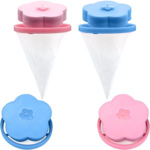 Lint Catcher for Laundry,Pet Hair Remover for Laundry,Washing Machine Floating Lint Mesh Bag,Reusable Household Hair Filter Washer Lint Trap Net Pouch 4 Pieces (BluePink)