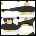 Roomratv Ceiling Fans with Lights and Remote Control,Quiet Noiseless Reversible DC Motor,6 Speeds,Timers, 3 CCT, Indoor Use, Plastic Blades,52 Inch Black and Gold Modern Ceiling Fan for Living Room