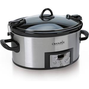 Crock-Pot 6 Quart Cook & Carry Programmable Slow Cooker with Digital Timer Stainless Steel (CPSCVC60LL-S) Pack of 1
