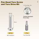 2 x METALLIXITY Pan Head Torx Security Screw Bolts (M5-0.8x25mm) 50pcs, Button Torx Head Machine Screw 304 Stainless Steel with One Bit - for Furniture Woodworking Project, Silver Tone