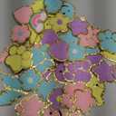 Yilloog 50 Pcs Self Adhesive Chenille Patches Paw Print Smile Face Heart Patch Preppy Sticker Chenille Rainbow Sew on Sticker for Jackets Jeans (Cute Style,Pastel Color)