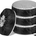 4PCS Car Tire Covers Set, Waterproof RV SUV Trailer Spare Tire Storage Bag with Handle, Portable Anti-UV Sun Snow Rain Wheel Cover, Dustproof Wheel Protector for 13-18 Inch Tires Diameter (S)
