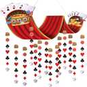 12 ft Casino Theme Party Decorations Vegas Poker Birthday Hanging Decors Las Vegas Night Decorations Casino Ceiling Decors Hanging Banner with 24 Paper Garlands Gamble Theme Party Supplies