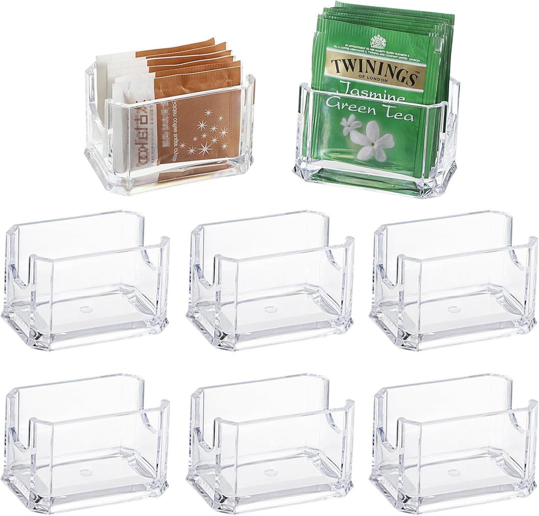 ELLDOO Set of 8 Sugar Packet Holder, Acrylic Sugar Bowl for Restaurant, Tea Bag Organizer, Small Condiments Packet Holder Sugar Caddy Dispenser for Countertop Coffee Bar
