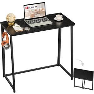 WOHOMO Folding Computer Desk, Small Writing Foldable Desk 31.5", Space-Saving Laptop Table, Easy Assemble Workstation for Home Office,Black, Small Size:31.5 x 15.7