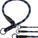 BronzeDog Rope Pro Training Dog Collar Braided No Pull Quick Release Round Lead Collars for Dogs Small Medium Large Puppy (M - 19.7" Long, Blue)