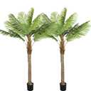Riceshoot 2 Set 7ft Artificial Palm Trees Faux Tropical Palm Trees for Outdoors Indoor Fake Coconut Plants in Pot for Outside Patio Pools Home Garden Office Porch Decor