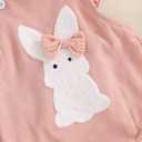 Nicoxijia Newborn Baby Girl Easter Outfit Bunny Carrot Embroidery Ruffle Sleeve Romper Bodysuit Jumpsuit with Headband Outfit (Pink, 0-3 Months)