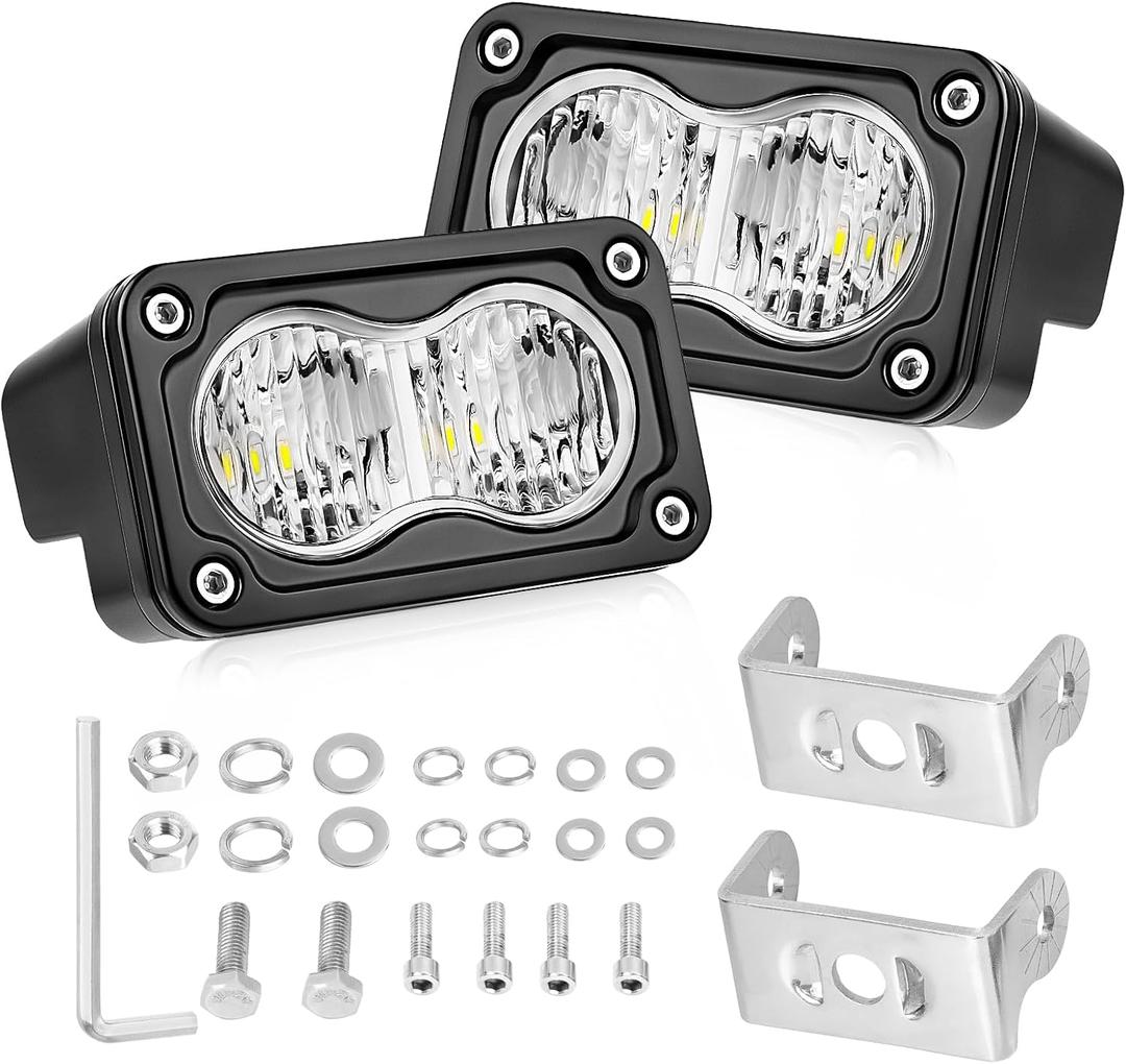 LED Pods, AKD Part 3 Inch Flood CREE LED Off Road Lights 40W Small Driving Light Pods Backup Reverse Lights Fog Pod Light 2 Packs for Truck Pickup Motorcycle UTV ATV SUV Dirt Bike Surron