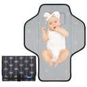 Baby Portable Changing Pad Travel - Waterproof Compact Diaper Changing Mat with Built-in Pillow - Lightweight & Foldable Changing Station, Newborn Shower Gifts (Black-Arrows)