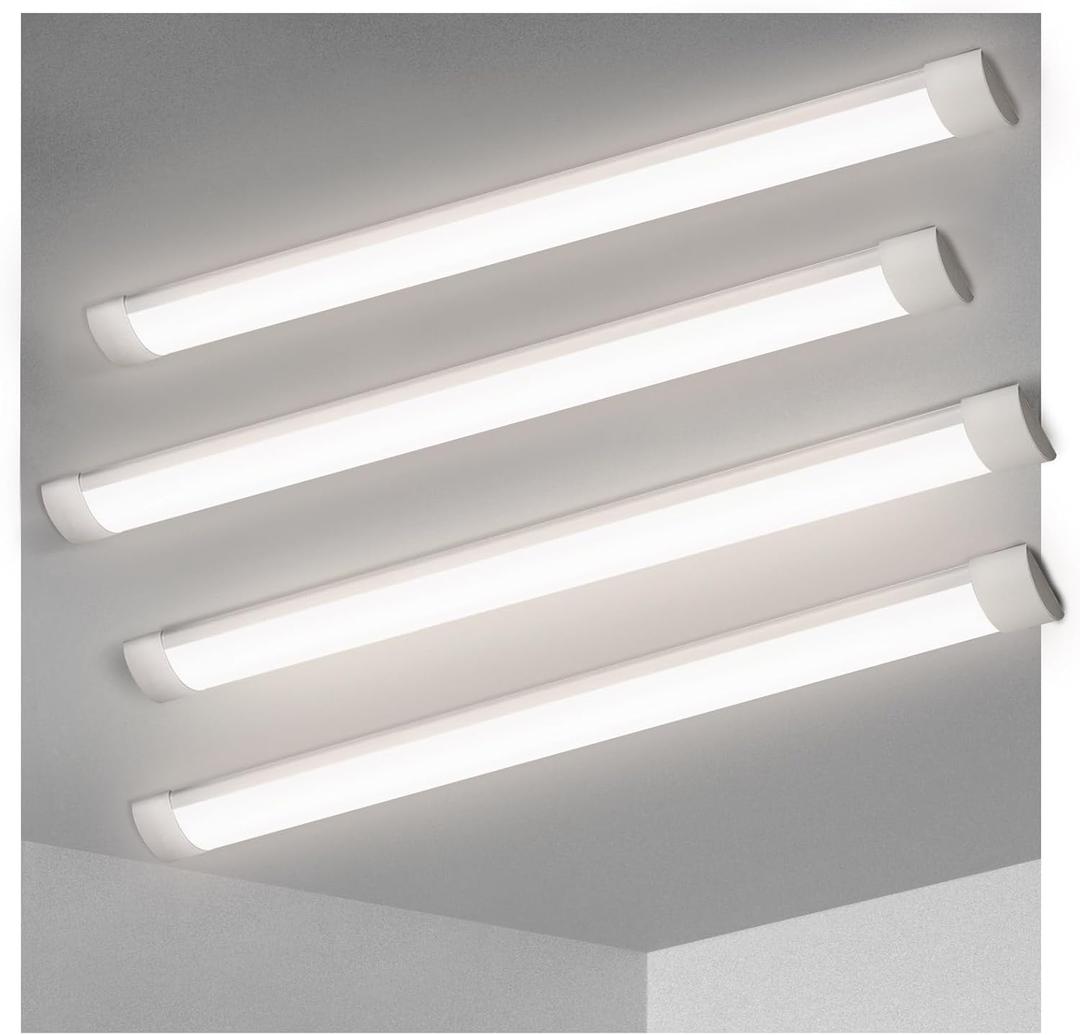KILIPOL 3FT LED Batten Light, Ceiling Surface Mounted Slim LED Tube Lights, 30W 4000K Neutral White for Office, Shop, Garage, Home, 4 Packs