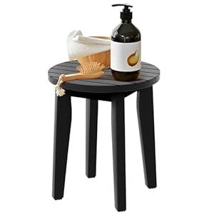 Round 16 Inch Bamboo Waterproof Shower Bathroom Stool Chair, Duty Wooden Bath Corner Shaving Legs Bench Seat (Honey Bamboo, XL)