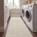 Art&Tuft Runner Rug 2x5 Non-Slip - Low-Pile Washable Runner Rug for Hallway, Soft Distressed Carpet Runner for Bedroom Bathroom Kitchen Laundry Living Room, Beige