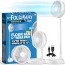 MyFoldaway Portable Fan for Travel, USB Rechargeable Cordless Portable Fans for Desk, Home, Camping, Sleeping, Lightweight Compact & Foldable Travel Fan, Pedestal Extends from 4-40, Quiet, 3 Speeds