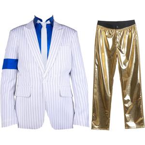 Men's Classical 70s 80s Dance Costume Blue Armband Suit Cosplay Costume,XXS
