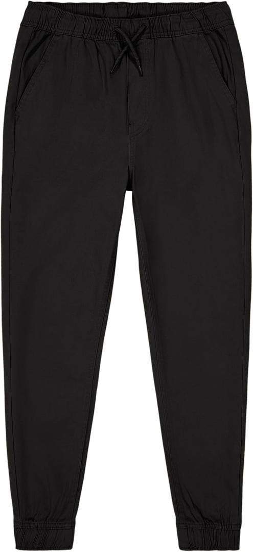 Nautica Boys' Big School Uniform Jogger Pants, Elastic Waistband with Drawstring Closure, Stretch Twill Fabric, Black, 14-16