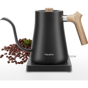 Fabuletta Gooseneck Electric Water Kettle, 3 Minutes Quick Heating, 1200W Pour Over Kettle for Coffee & Tea, Precise Water Flow Control Hot Water Boiler, 100% Stainless Steel Water Boiler (FKT006 Black)