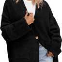 PRETTYGARDEN Women's 2026 Oversized Cardigan Sweaters Trendy Chunky Knit Long Sleeve V Neck Button Down Fall Winter Outfits (Large, Black)