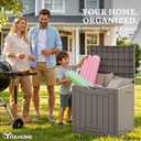 YITAHOME 31 Gallon Outdoor Storage Box, Resin Deck Box and Waterproof Package Delivery Box for Gardening Tools, Pool Supplies, Patio Furniture, Lockable, Taupe