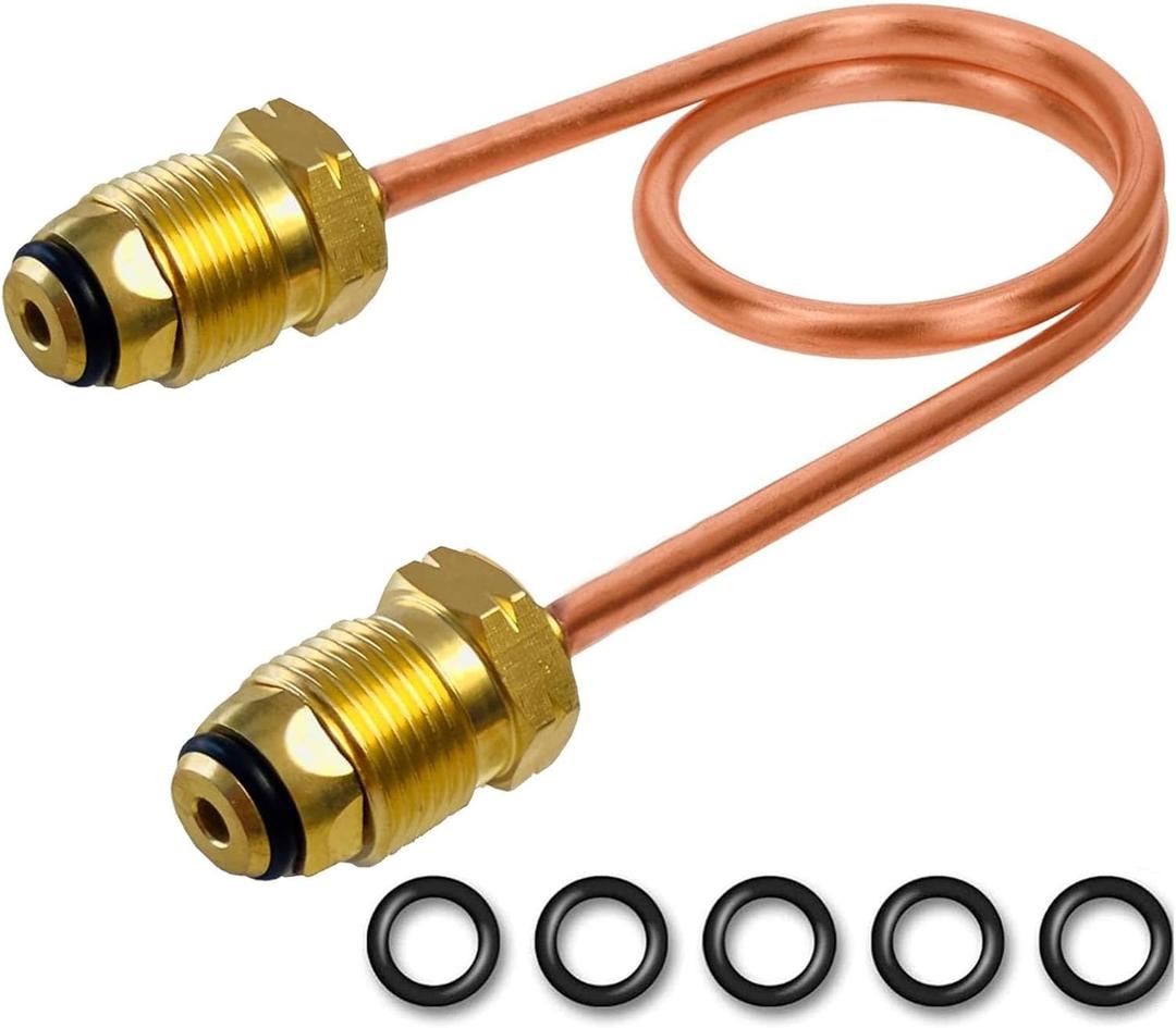 MENSI Propane Regulator Copper Pigtail Tubing Hose POL x POL 15" Long for High Pressure Regulator and Propane Tank Connection, with 5 Pieces of Backup O-Ring