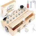 Vanplay Busy Board Toys for 3 4 5 Year Olds Boy Birthday Gifts, Montessori Toys for 3 Year Old, Screwdriver Board Set with Lock and Key - Wooden Kid Tool Set Educational Learning Toys for Kids 3-6