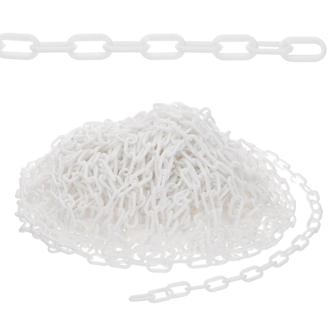 PATIKIL 500ft Plastic Chain Safety Barrier, Safety Chain Links Crowd Control Barrier for Fence Gate Garden Construction Driveway Elevator Parking Lot Queue Line, White