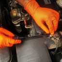 TitanFlex Thor Grip Heavy Duty Industrial Orange Nitrile Gloves with Raised Diamond Texture, 8-mil, Latex Free, Powder Free (Large (Pack of 100))