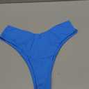 geluboao Women Sexy V Cut High Wasited High Leg Thong Bikini Bottom Cheeky High Cut Bathing Suit Bottom Blue XL