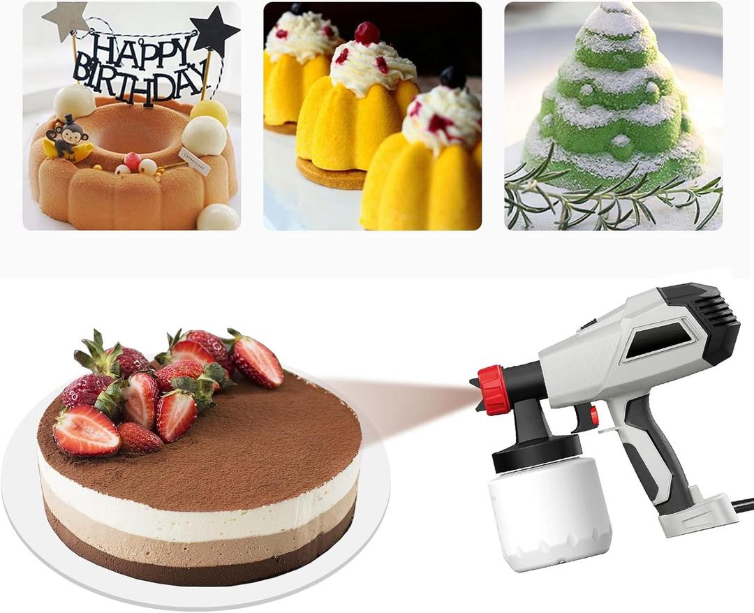 Chocolate Spray Gun,500W DIY Baking Cake Airbrush Coloring Gun,Cake Decorating Tools Sandblasting Machine for and Dessert, Grey,Silver