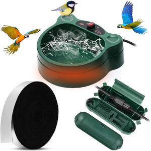 60oz/1.8l Heated Bird Bath for Outside Winter, Thermostatically Controlled Birdbath Heater with Pipe Insulation Tape Wrap Outdoor Extension Cord Safety Cover Heated Pet Auto Water for Bird