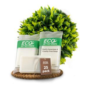 ECO amenities Bar Soap Bulk - 25 Pack, 1.0 oz Travel Size Soap Bars - Individually Wrapped For Hotels - Great for Vacation Rental and Airbnb Toiletries or Hygiene Kits Supplies (1 Ounce (Pack of 25))