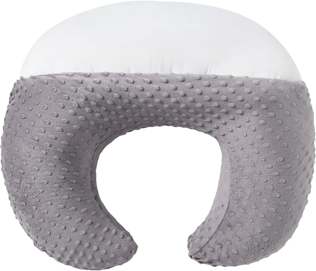 Upgraded Plus Size Nursing Pillow and Positioner for Breastfeeding and Bottle Feeding, Breast Feeding Pillows for Mom, Removable Nursing Pillow Cover (23.6 X 19.7 X 7.5 Inch, Rose Gray)
