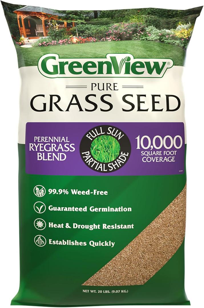 GreenView Pure Grass Seed Perennial Ryegrass Blend, 20 lb. Bag  Covers up to 10,000 sq. ft.